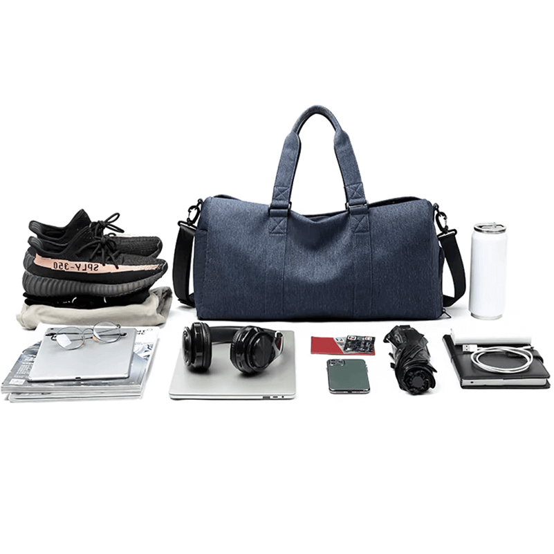 Denim Weekender Duffel Bag