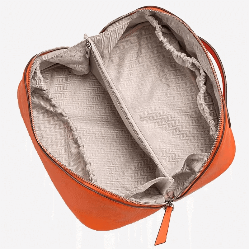 Emma Orange Cowhide Cosmetic Bag